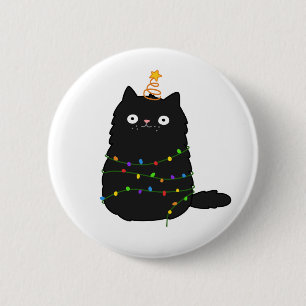 Badge Rond 5 Cm Chat de Noël Cute Kawaii