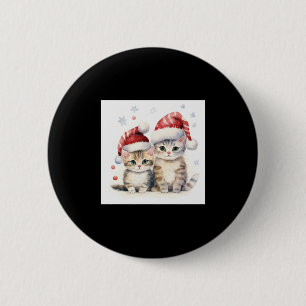 Badge Rond 5 Cm Chat de Noël mignon