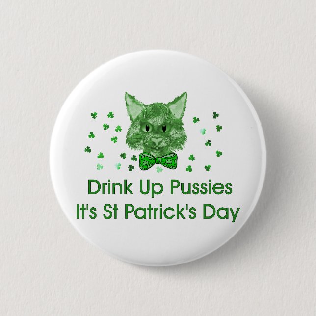 Badge Rond 5 Cm Chat de Scrapper du jour de St Patrick (Devant)