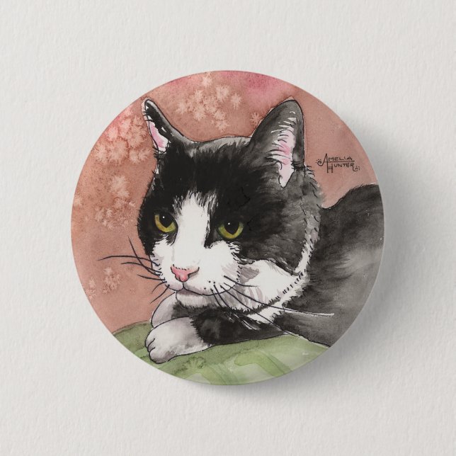 Badge Rond 5 Cm Chat de smoking (Devant)