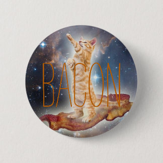 Badge Rond 5 Cm Chat de surf Bacon