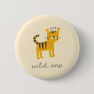 Badge Rond 5 Cm Chat de tigre sauvage