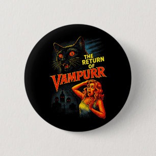 Badge Rond 5 Cm Chat d'Halloween Style Vintage 90s Le Retour de
