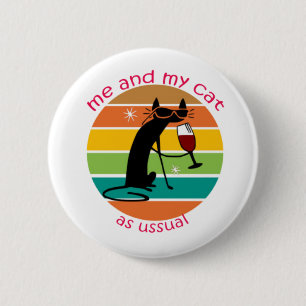 Badge Rond 5 Cm Chat drôle