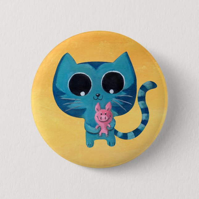 Badge Rond 5 Cm Chat et porc mignons de Kitty (Devant)
