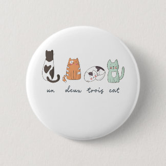 Badge Rond 5 Cm Chat français mignon drôle