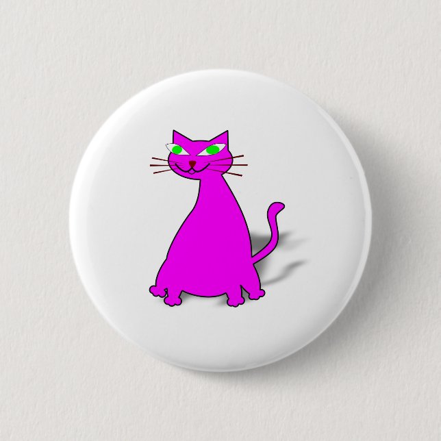 Badge Rond 5 Cm Chat gras rose (Devant)