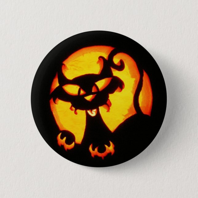 Badge Rond 5 Cm chat halloween (Devant)