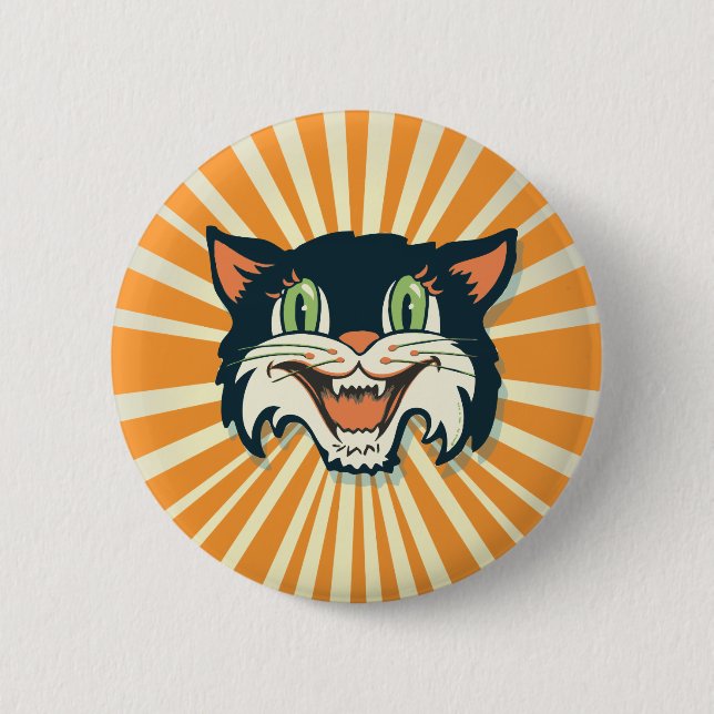 Badge Rond 5 Cm Chat Halloween Vintage (Devant)
