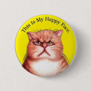 Badge Rond 5 Cm Chat heureux de visage