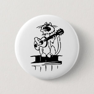 Badge Rond 5 Cm Chat jouant la guitare
