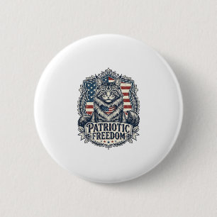 Badge Rond 5 Cm Chat Maine Coon Patriotique