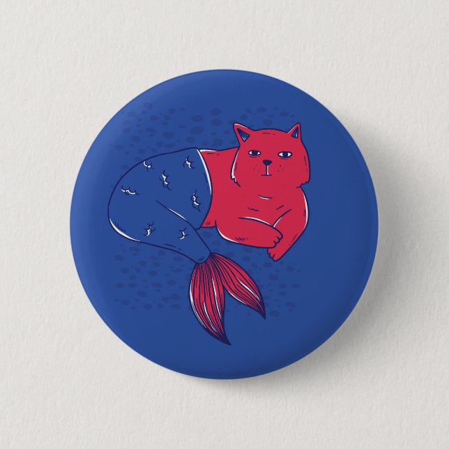 Badge Rond 5 Cm Chat Mermaid (Devant)