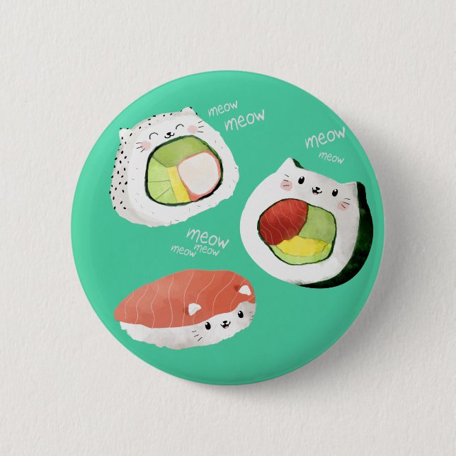 Badge Rond 5 Cm Chat mignon de sushi (Devant)