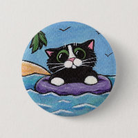 Chat naufragé - bouton d'art de chat