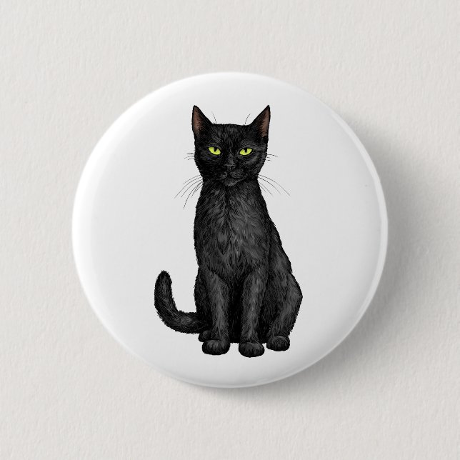 Badge Rond 5 Cm chat noir (Devant)