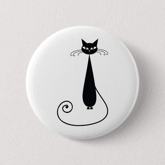 Badge Rond 5 Cm Chat noir (Devant)