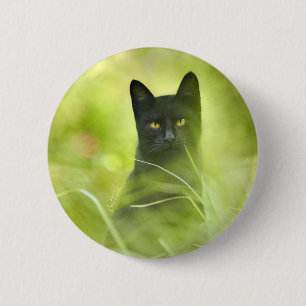 Badge Rond 5 Cm Chat noir