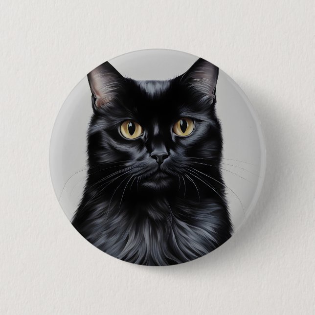 Badge Rond 5 Cm Chat noir (Devant)