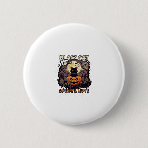 Badge Rond 5 Cm Chat Noir Amour Spécial Halloween Citrouille Plein