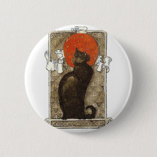 Badge Rond 5 Cm Chat noir - Art Nouveau - Theophile Steinlen