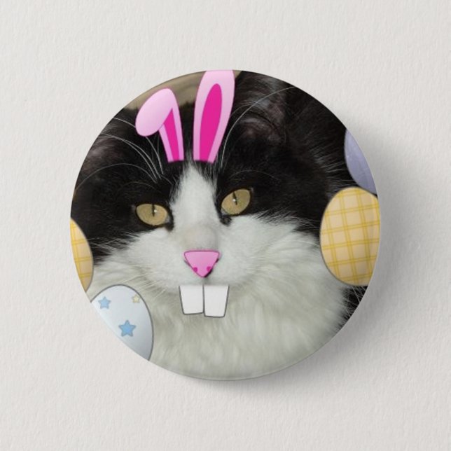 Badge Rond 5 Cm Chat noir et blanc de l'Est (Devant)