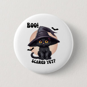Badge Rond 5 Cm Chat noir Halloween mignonne Vintage Chaton noir B
