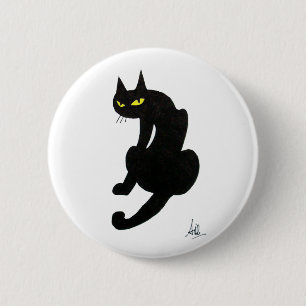 BADGE ROND 5 CM CHAT NOIR HALLOWEEN PARTY