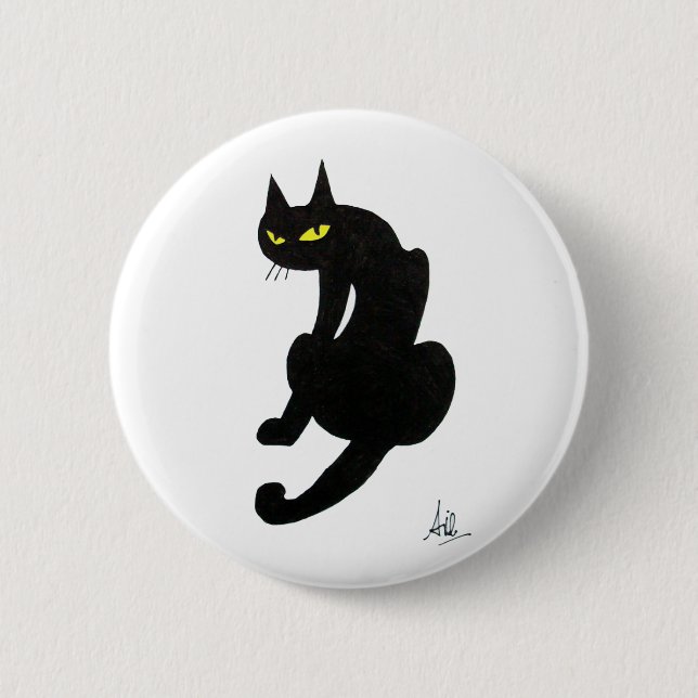 BADGE ROND 5 CM CHAT NOIR HALLOWEEN PARTY (Devant)