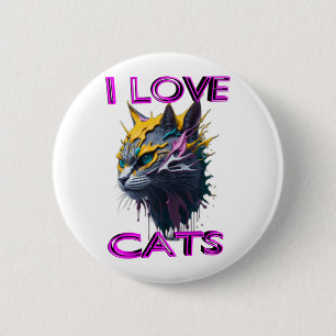Badge Rond 5 Cm Chat noir mignon 1