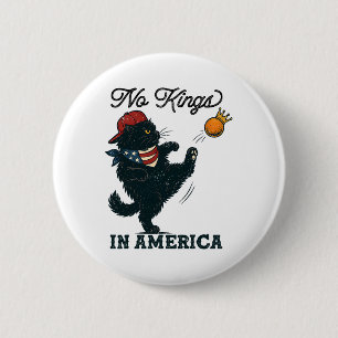 Badge Rond 5 Cm Chat Noir Pas De Rois En Amérique, Chats Vintage C