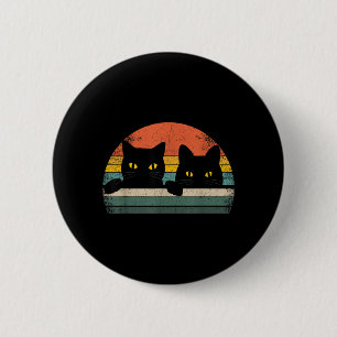 Badge Rond 5 Cm Chat Noir Style Rétro Vintage - Cadeau pour Amateu