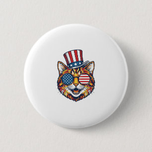 Badge Rond 5 Cm Chat Patriotique Gravure Vintage Design de T-Shirt
