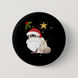 Badge Rond 5 Cm Chat Ragdoll de Noël
