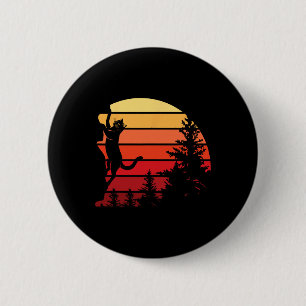 Badge Rond 5 Cm Chat Rétro Gravissant la Meowtain Kitty Vintage su