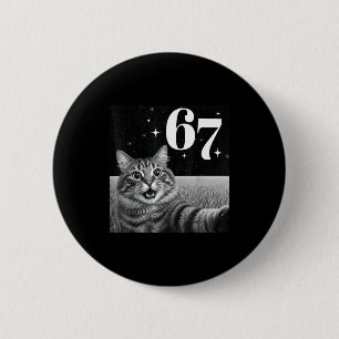 Badge Rond 5 Cm Chat selfie avec 67 mème drôles de chats graphique