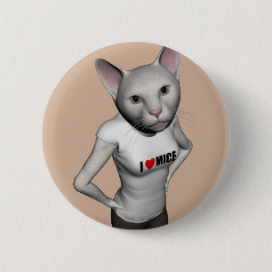 Badge Rond 5 Cm Chat Siamais Blanc Amoureux Mice