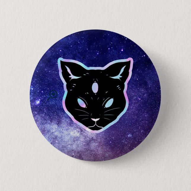 Badge Rond 5 Cm Chat spatial (Devant)