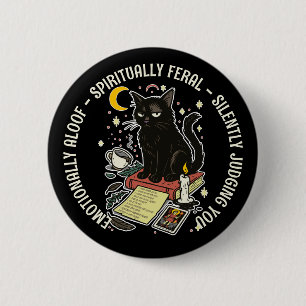 Badge Rond 5 Cm Chat spirituellement sauvage : Émotionnellement di