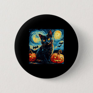 Badge Rond 5 Cm Chat Starry Nuit Van Gogh Amoureux des chats Citro