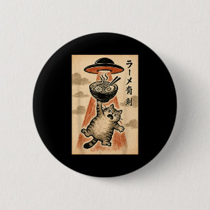 Badge Rond 5 Cm Chat Ufo Ramen Drôle Anime Japonais Hommes Femmes