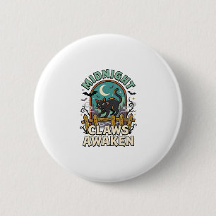 Badge Rond 5 Cm Chat Vampire d'Halloween Méfait de Minuit