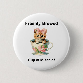 Badge Rond 5 Cm Chat Whimsical