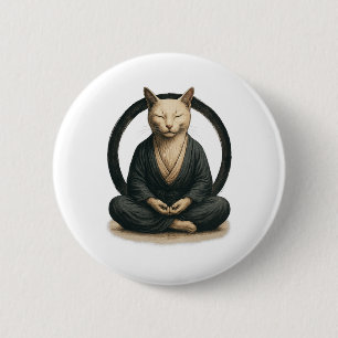 Badge Rond 5 Cm Chat zen en méditation – Art de yoga mindful Enso