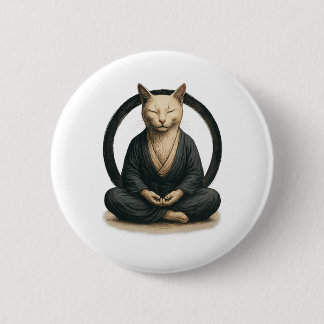 Badge Rond 5 Cm Chat zen en méditation – Art de yoga mindful Enso