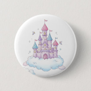 Badge Rond 5 Cm Château de fée flottant – Fantaisie pour enfants