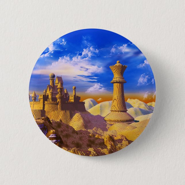 Badge Rond 5 Cm Château d'échecs (Devant)