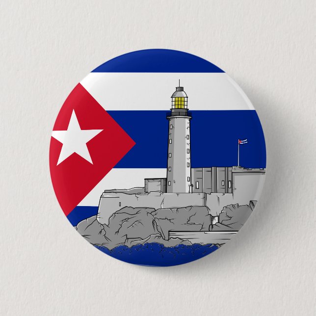 Badge Rond 5 Cm Château Morro à La Havane (Devant)