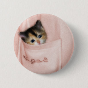 Badge Rond 5 Cm Chaton dans la poche 2