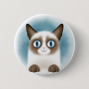 Badge Rond 5 Cm Chaton siamois curieux